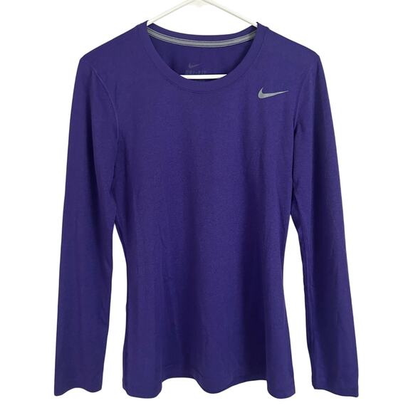 Nike Women's Dri-FIT Long-Sleeve T-shirt Tee Purple, Size Small - Picture 1 of 5